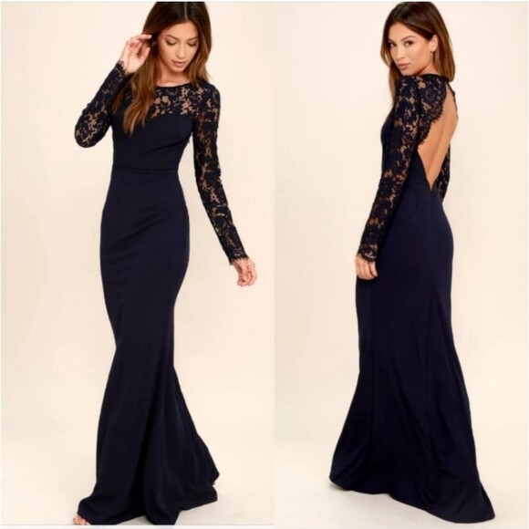 Lulus Whenever You Call Solid Black Lace Open Back Floor Length Maxi Dress - Picture 6 of 12